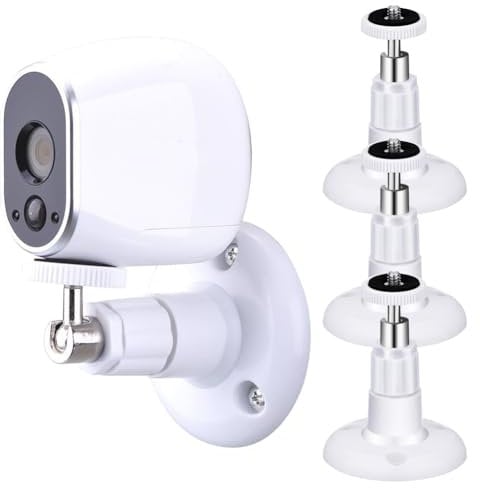 3 x Adjustable Wall Mount for Ring Stick Up Cam Pro, Compatible with Ring Indoor Cam (1st Gen), 360° Adjustable Camera Mount, White, Stand & Socket Accessories