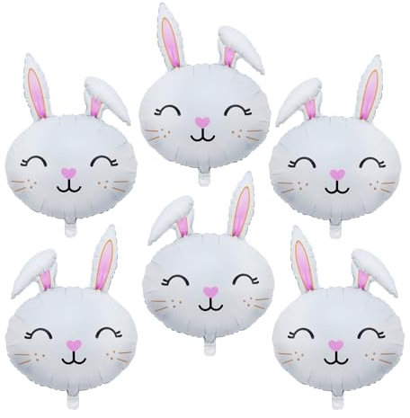 Folienballon Osterhase, 6 Stück Ostern Luftballons Kit, Niedlich Hase Luftballon, Groß Osterballons Interessant Oster Hasen Folienballons für Ostern Frohe Partydekorations Zubehör