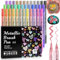 WOGOPRO Metallic Acrylic Paint Pens, 36 Colours Dual Tip Metallic Marker Pens, Acrylic Pen for Rock Painting, Ceramic, Wood, Fabric, Black Paper, Art Pen Set for Kids Adults on Easter Christmas