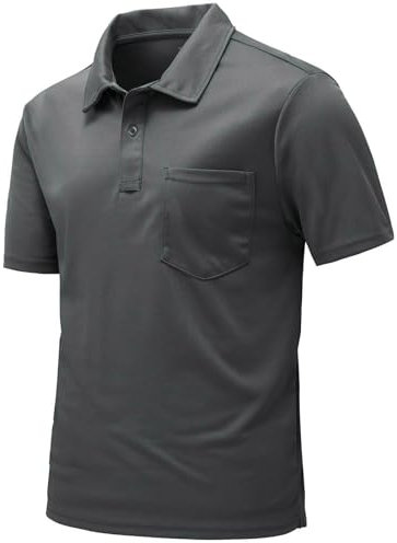 Rdruko Poloshirt Herren Kurzarm mit Brusttasche Polohemd T-Shirts Sommer Golf Polo Shirt Slim Fit für Männer-Dunkelgrau 3XL