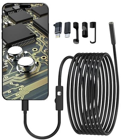 Fsaklaskdy Endoskopkamera mit Licht, 1920P HD Endoskop Kamera Handy mit 8 Lich Rohrkamera, Kanalkamera, Kein WLAN Erforderlich Inspektionskamera Wasserdichtes IP67 Kanal-Kamera