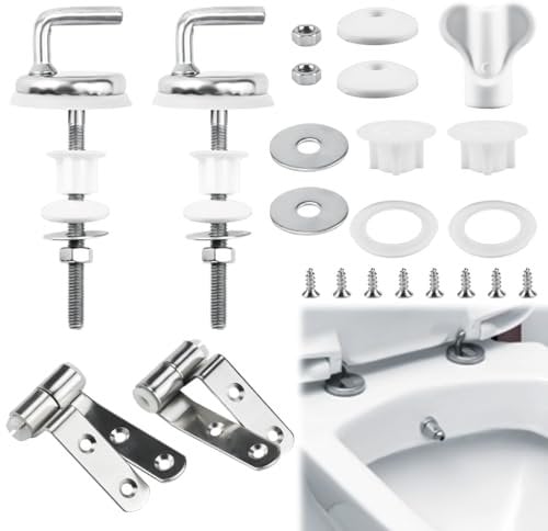 2 Pezzi Cerniera Tavoletta WC, Cerniere Copriwater in Acciaio Inox, Ganci Fissaggio Tavoletta wc, Universale Kit Cerniere del Sedile del WC