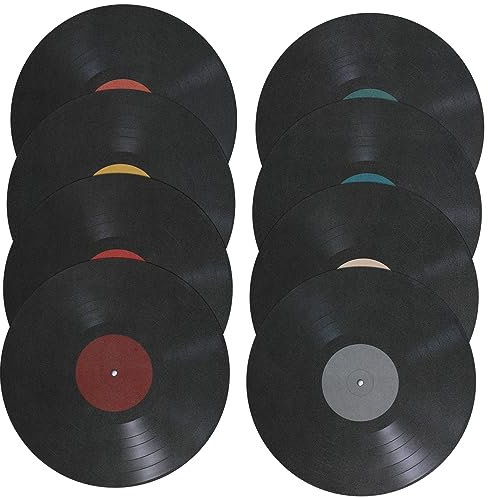 Record Disc Wall Decorations 8 Pieces Record Ornaments Retro Music Wall Sign Home Decor Pvc Material Sturdy