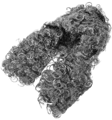 PHENOFICE Lange Graue Lockige Perücke Für Cosplay Richter-Anzug Unisex Für Männer Und Frauen Party-Accessoire Leicht Und Haltbar