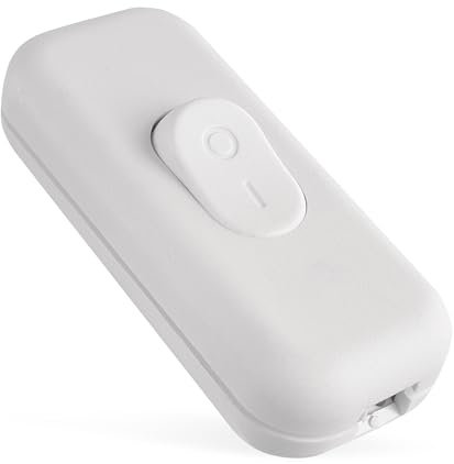 EMOS - Ersatzschalter für Netzkabel 2x 0,5-0,75 mm2 - Zwischenschalter mit Schraubenklemme für 230V/2,5A - Schnurschalter geeignet für 2-adriges Lampenkabel für Leuchten und Kleingeräte - Weiß