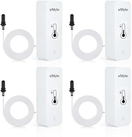 eMylo Wlan Thermometer, Smart Kühlschrankthermometer App Monitor, Daten Export Fahrenheit/Celsius(℉/℃), hygrometer Wlan Thermometer Innen Außen für Gewächshaus, Aquarium, Kühlschrank, 4 Packs
