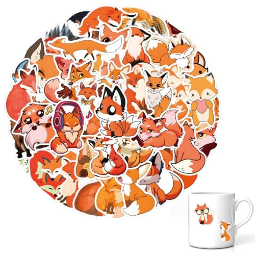 60 Stück Fox Aufkleber,Fuchs Sticker,Sticker Waldtiere,Füchse Aufkleber Für Laptop,Füchse Aufkleber Pack,Fox Stickers Wasserdicht Vinyl Aufkleber Für Scrapbook,Skateboard,Auto,Gepäck