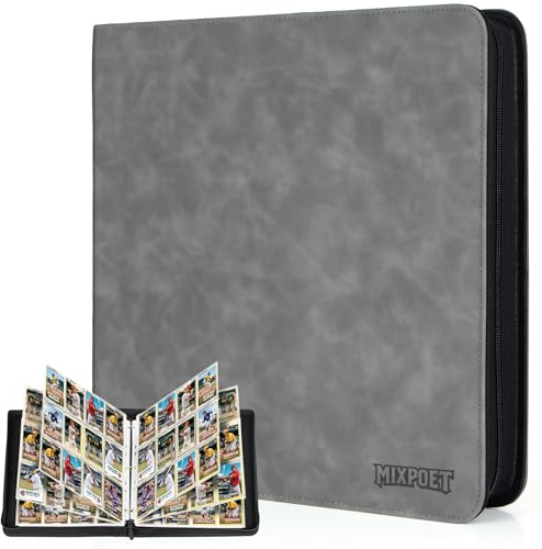 MIXPOET Karten Sammelalbum, Sammelkarten Album Binder 12 Taschen mit Hüllen für 960 Cards, Trading Card Binder für YGO MTG TCG Kartensammelalben