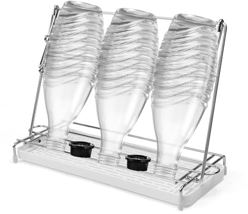 Huucozn Flaschenhalter für SodaStream Duo Abtropfgestell Edelstahl Spülmaschinenfest Faltbar Flaschenständer Abtropfen Sbtropfständer Sodaflaschen Tassenhalter mit Abtropfschale für Flaschen Tassen