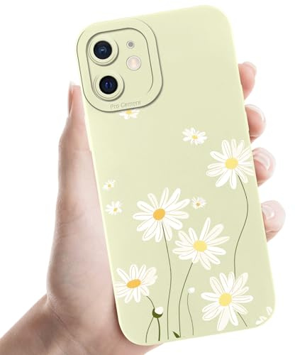 Knrlqim Handyhülle für Apple iPhone 11 6,1 Hülle, Cremefarben Schutzhülle mit Aesthetic Blumen Gänseblümchen Motiv Mädchen Cover, Weich Silikon TPU Kratzfest Stoßfest Bumper Phone Case für iPhone 11