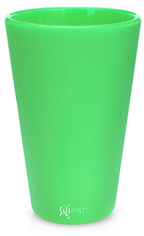 Silipint 16oz Silicone Pint Glass – Unbreakable, BPA-Free, Reusable Silicone Drinking Cup – Dishwasher, Microwave & Freezer Safe – Stemless Glass for Water, Coffee, Smoothies (Glow in the Dark Green)