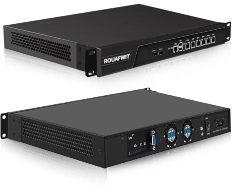 ROUAFWIT 1U Firewall Rackmount 19 Inch, OPNsense, Network Appliance, i7-3520M, 2 x SFP+ 82599es 10Gbe/6 i226V Lan/2USB/COM/VGA/SIM, DDR3 8G RAM 128G SSD