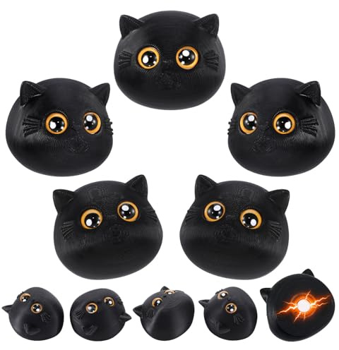 Ovveroche 5pcs Cute Black Cat Refrigerator Magnets 3D Printed Magnetic Refrigerator Accessories for Cat Lovers for Animals Lovers Office Kitchen Whiteboard House Decor