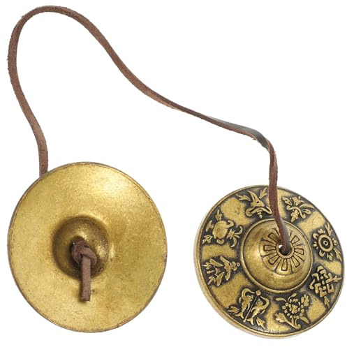 NULYLU Reine Kupfer Becken Glocke mit Harmonischen Tönen Percussion Instrument für Yoga Übungen und Religiöse Zeremonien Goldfarbenes Handbecken