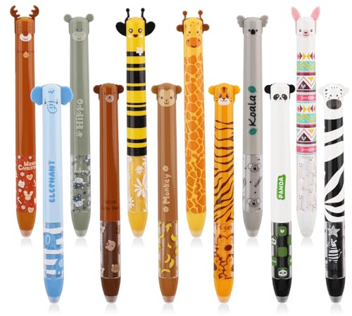 Foymlon Penne Cancellabili, 12 Pezzi Penna Cancellabile Colore Rosso Blu 0,5 mm per Bambini, Studenti, Scuola, Ufficio