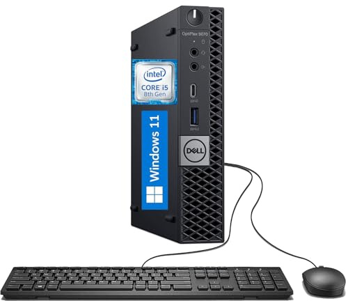 Dell OptiPlex 5070 Mini PC Desktop Computer Windows 11 Pro, Intel Core i5-8500T, 8GB RAM, 256GB SSD, Support 4K, DisplayPort, US QWERTY Tastatur (Generalüberholt)
