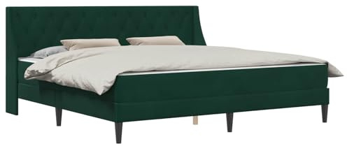 vidaXL Bettgestell mit Matratze Dunkelgrün 200 x 200 cm Samt, Zeitgenössisches Schlafzimmer Bettgestell, Stylisches Samt, Langlebiges Matratzen-Set, Rechteckiges Design, Schicke Wohnmöbel