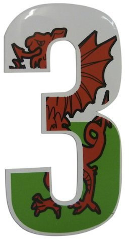 Rowan Self Adhesive Wheelie Bin Numbers - 17cm x 17cm - Welsh Dragon Design - Brown, Green, Grey Vinyl Bin Label - Outdoor, Waste Management