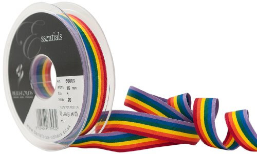 Berisfords Nastro Righe Arcobaleno 15 mm, Multicolore