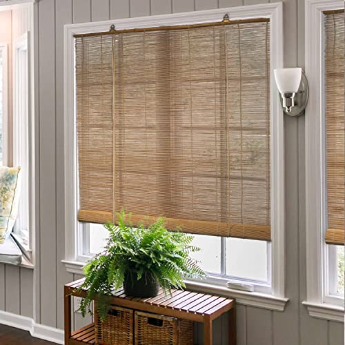 MADECOSTORE Enrouleur Roll'Up Bambou-Caramel-L103 x H180cm-Fixation Avec perçage-Store Bois Rollo, Echte Bambusstämme, karamell, 100l x 180L cm