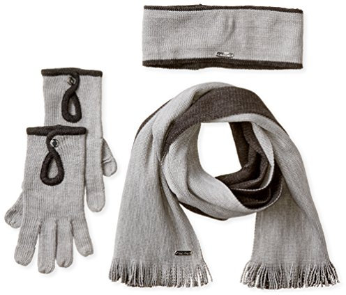Calvin Klein Damen 3-teiliges Doppelgesichtsset, Meliert, mittelgrau/kohle, Einheitsgröße