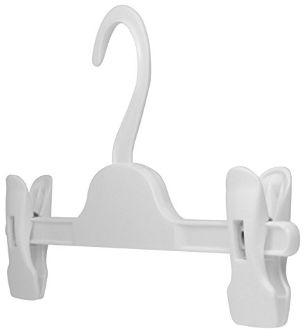 Hangerworld 20 Perchas 28cm para Niños Plástico Blanco con Pinzas Regulables para Pantalones