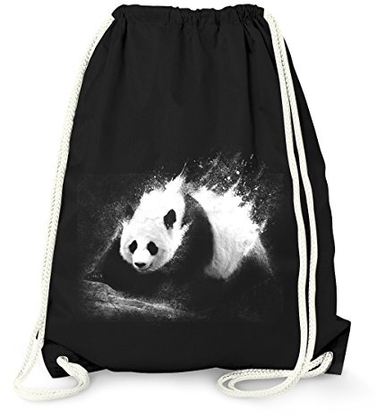 MoonWorks Turnbeutel Panda Splash Hipster Beutel Tasche Jutebeutel Gymsac Gymbag Schwarz unisize