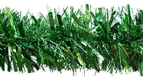 SHATCHI Luxury Deluxe Chunky Christmas Green Tinsel Garland Tree Decoration Xmas Home Décor 180cm 6ft