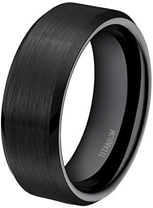 Mabohity Ring Herren/Damen Matt Poliert Titan-Ring Titanium 8mm Breit Ehering Verlobungsring Freundschaftsring Partnerring Hochzeit Band, Schwarz, Größe 52