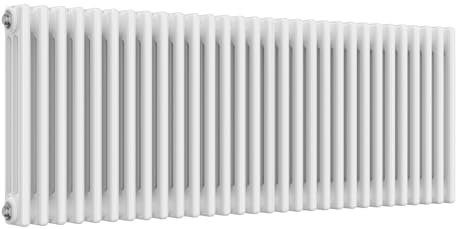 Reina Colona Steel White Horizontal 3 Column Radiator 500mm H x 1370mm W Central Heating