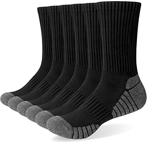 Alaplus Professionell Winter Wandersocken Gepolstert Socken Herren 39-42 Atmungsaktiv Laufsocken Crew Sportsocken Trekkingsocken Baumwolle Tennisocken Arbeitssocken Cushioned Training Socken, 6 Paar