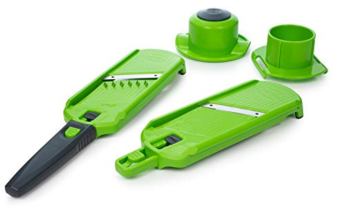 Börner Multi Dicer + Multi Slicer (Set 4-en-1) • Set de Coupe-légumes avec 5 Styles de Coupe • Pour Dés, Juliennes & Tranches en Différentes Épaisseurs • Mandolines (Vert)