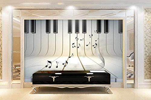 Abstract Black and White Piano Music Notes Wallpaper Non-Woven Wallpaper 3D Effect Mural Custom 3D Wallpaper Paste Living Room The Wall for Bedroom Mural Border-150cm×105cm