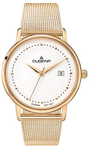 Dugena Mila Damen-Armbanduhr, Quarz, Edelstahlgehäuse, Mineralglas, Milanaise-Edelstahl-Armband, Schiebeverschluss, 3 bar (Roségold)