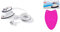 Prym - Mini ferro a vapore & Poggiapiastri, Rosa, 7 x 5 x 3 cm