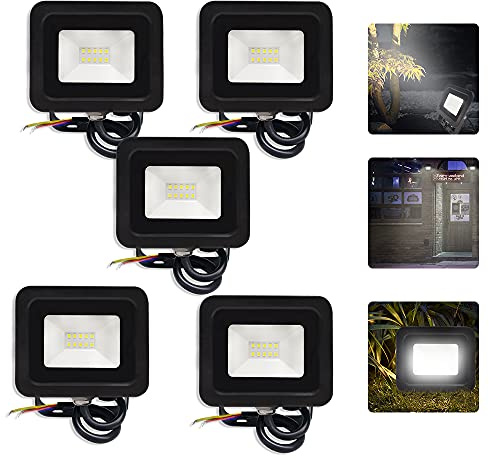 ACXIN 5x10W LED Fluter, LED Scheinwerfer, Superhell Spot Strahler, Außenstrahler, Aluminium Scheinwerfer Licht, für Garten, Garage, Kaltweiß, IP65 Wasserdicht