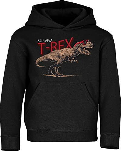 Baddery Kinder Dino Hoodie - „Survival T-Rex“ | Dinosaurier Kapuzenpullover für Jungen & Mädchen