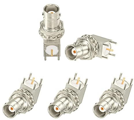 Superbat BNC Buchse Adapter BNC Buchse Bulkhead Löten PCB Mount Right Angle Connector für CCTV-Systeme Überwachung Transceiver etc. 5Stück