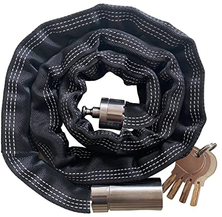 FIGODE Kettenschloss aus Edelstahl mit 4 gleichen Schlüsseln, rostfreies Schloss und Kette, Marine-Grade Schloss für Fahrrad, Motorrad, Roller, Boot, LKW und Tür, Diebstahlschutz, 110 cm lange Kette