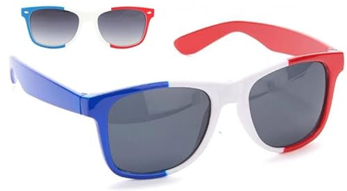 ALSACE COTILLONS LES COTILLONS D'ALSACE Tricolor-Brille | Frankreich-Fan-Kostüm | Blau Weiß Rot | Fußball Rugby | Nationalfeiertag 14. Juli