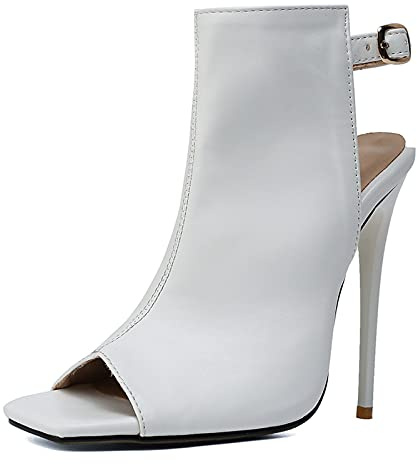 XINXINIO Damen Peeptoe Stiefeletten Slingback Sandalen mit Stiletto