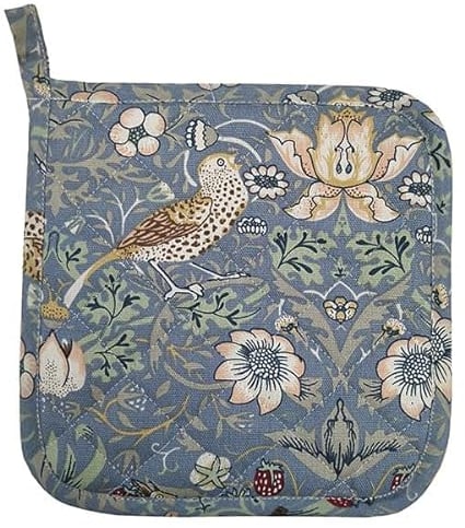 William Morris Strawberry Thief Blue Potholder Quilt