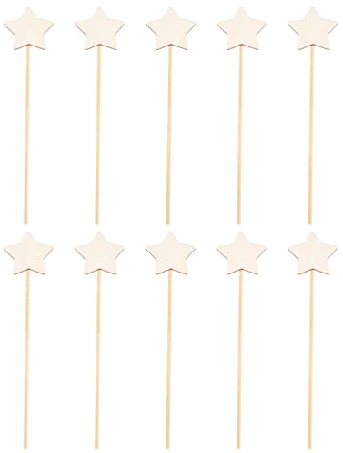 Toyvian 10-Teiliges Prinzessinnen-Stern-Fee-Zauberstab-Kit aus Holz Feen-Zauberstäbe Edelstein-Aufkleber Zauberstäbe Basteln Unvollendete Holzstäbe Mädchen-Zauberstab Machen Sie Ihren
