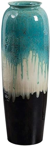 ROBAUN Blaue Keramikvase mit Farbverlauf, große Bodenvase, Moderne Dekoration, trockene Blumenvase for den Einsatz im Home Office, Dekoration, Bodenvasen, Pflanzenhalter