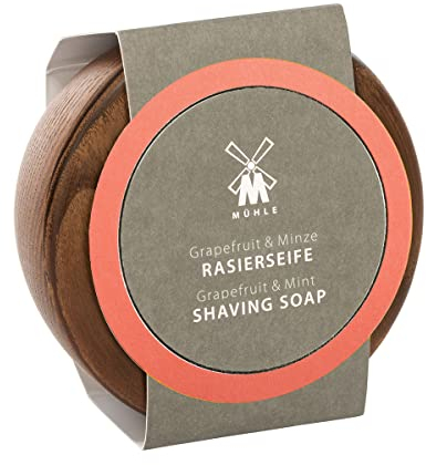 MÜHLE Rasierseifenset - Holzschale mit Rasierseife - Grapefruit & Minze für alle Hauttypen - fruchtig & belebend – 65 g