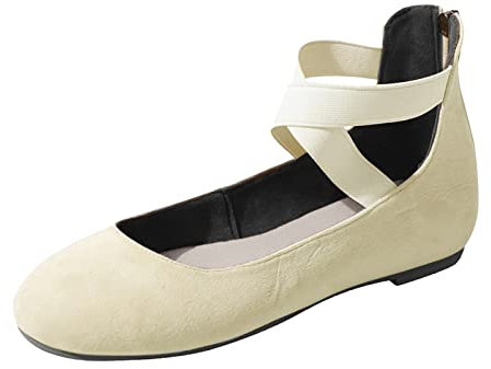 Dasongff Ballerines Femmes Confortable Pied Large Sangle Croisée Élastique Ballerine Bout Rond Enfiler Chaussures Plates Femme Sandales Couleur Unie Adolescente Fille Slip-on Chaussures Bateau