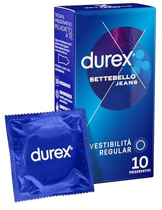 Durex Settebello Jeans Preservativi Easy-On 56mm, 10 Profilattici