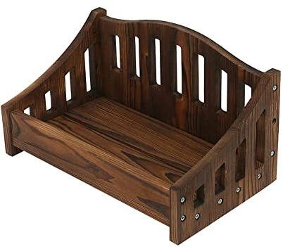 ISAKEN Baby Fotografie Holzbett, Baby Fotografie Requisiten Holzbett Abnehmbarer Hintergrund für Baby Fotostudio Baby Foto Hintergrund Diy Mini Abnehmbares Holzbett Bett