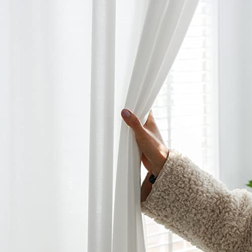 ZAQYCM Stores Enrouleurs Rideau D'extérieur pour Terrasse Imperméable, 2 Panneaux 50% D'occultation Rideaux De Fenêtre pour Salon, Le Balcon, La Véranda, Le Gazebo, La Pergola(White,6mx2.8m)