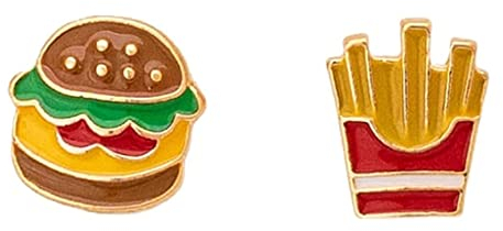 Niedliche Hamburger-Ohrstecker aus Sterlingsilber, kleine Cartoon-Ohrstecker, Statement-Ohrstecker, schönes Geschenk für Frauen, Teenager, Mädchen, Weihnachten, Metall, Neu